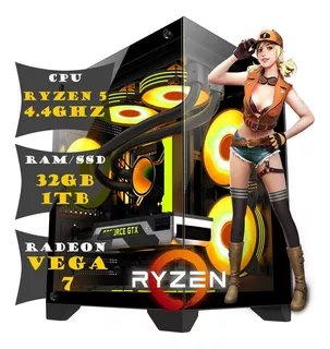 Pc Cpu Gamer Amd Ryzen 5 4.4ghz 32gb Ssd 1tb Radeon Vega 7