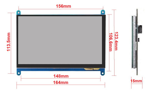 Imagen 3 de 5 de Pantalla Tactil 7'' Ips Hdmi 1024x600 Raspberry Pi / Win