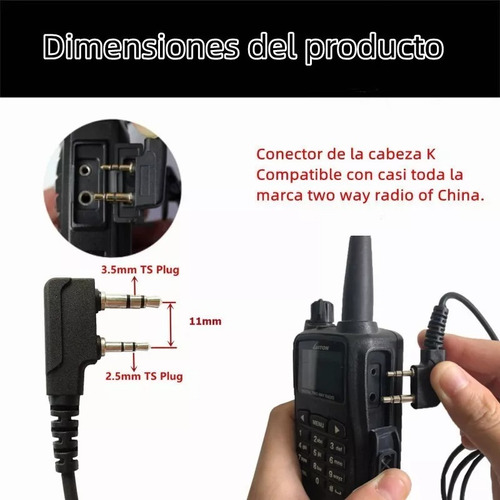 2pc Audifonos Manos Libres Para Radio Talkie Kenwood Baofeng