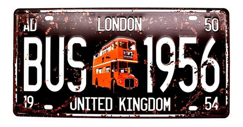 Placas Decorativa Aço Carro Alto Relevo Londres Onibus London Bus