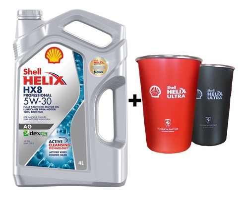 Aceite 5w30 Shell Helix Hx8 4 Lts + Vaso Reutilizable