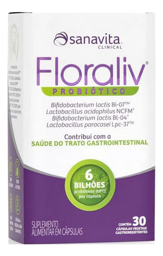 Floraliv Probiótico Sanavita - 30 Caps Sabor Without flavor