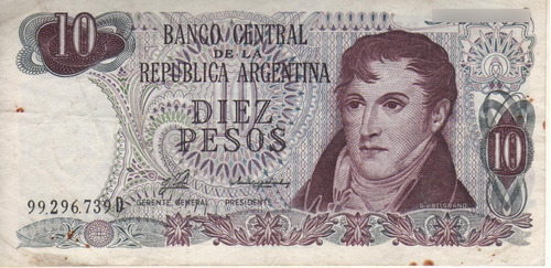 Bottero 2361 Billete De 10 Pesos Ley 18.188 Año 1976 - Vf