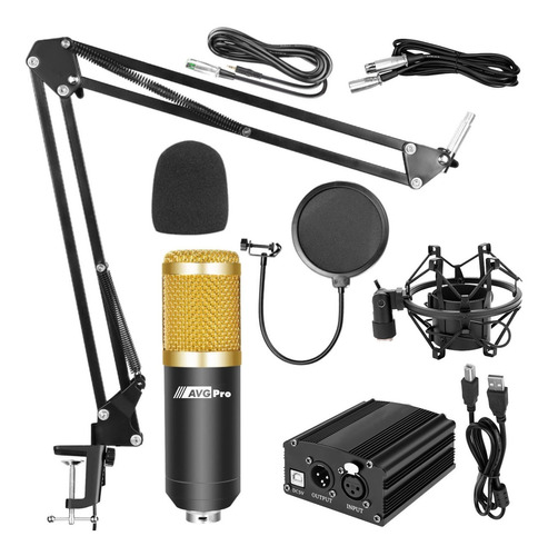 Kit Radio Grabacion Mic Condenser Fuente Phantom Accesorios