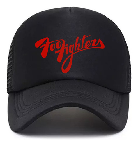 Gorra Trucker Foo Fighters Rojo  Logo Estampado Vinilo 