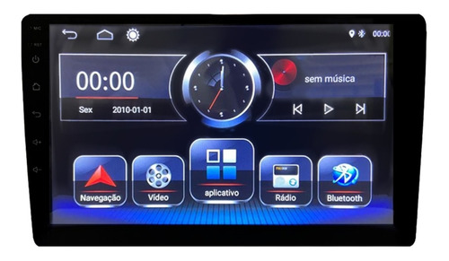 Central Multimídia 2 Din 10 Pol Android 10.1 Wifi Gps Bt Usb