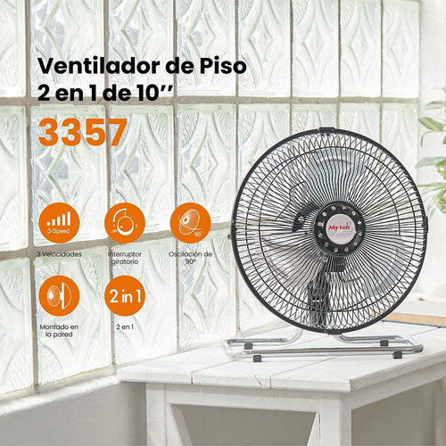 Ventilador Mytek 3357 Mesa/pared De 10 Pulgadas Alb