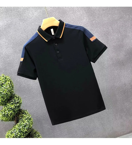 Polo Casual De Manga Corta Con Cuello Fresco Para Hombre