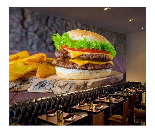 Papel De Parede Hamburguer Carne Queijo 3d 5m² Al167