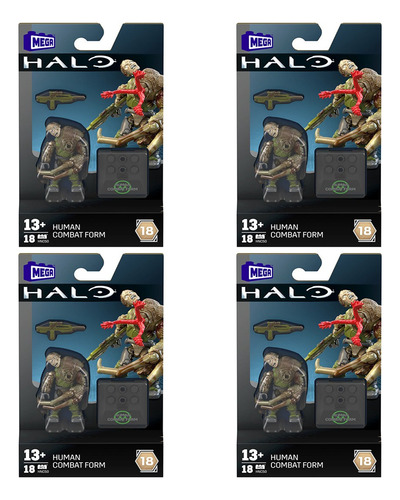 (4 Pack) Halo Mega Flood Human Combat Form Serie 18 18 Flood Human Combat Form Serie 18 (Usado)