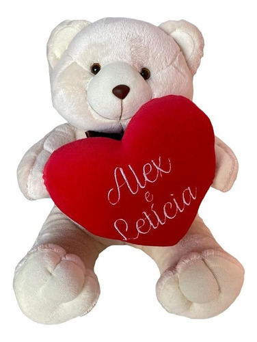 Urso Pelúcia 40 Cm Coração Personalizado Nome Casal Namorado