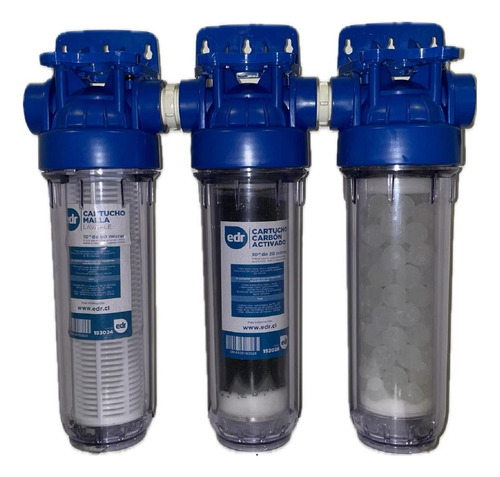  Kit Filtro Triple Contenedor + Malla, Carbon Y Polifosfato