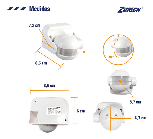 Sensor Detector Movimiento Infrarrojo Apto Led 180° P