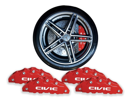 Imagem 2 de 2 de Capa Pinca De Freio Tuning Civic 4 Peças Universal + Cola