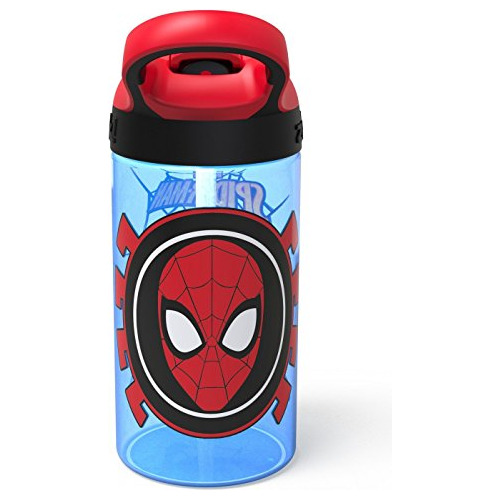 Botella De Agua De Plástico Spiderman De 16 Oz, Azul/r...