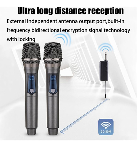 Micrófono Inalámbrico, Micrófono Uhf Dual Inalambrico Rec...