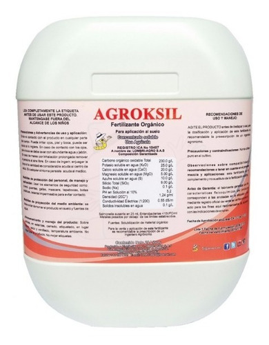 Agroksil Fertilizante Orgánico (galon X 20 Litros)