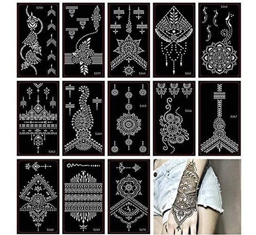 Tinta Para Tatuaje Xmasir Henna Tattoo Stencil / Glitter Pla