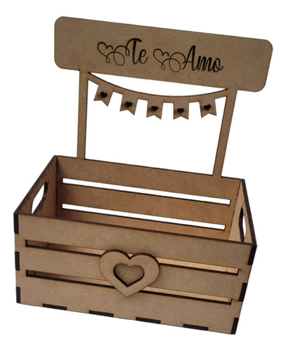 Caja Huacal 15x17x10cm  Mdf -san Valentín - Pack 10 Piezas 