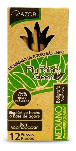Boligrafo P/med. 1.0mm Azor 6860ne Pin Point Green C/12 Ecol