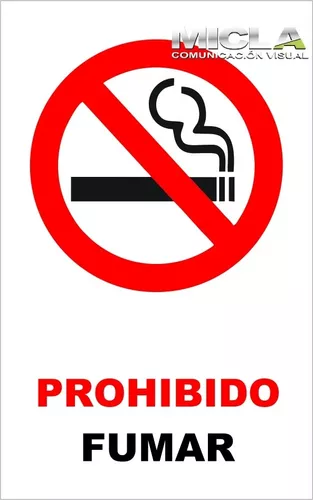 Cartel Prohibido Fumar 22x28 Alto Impacto