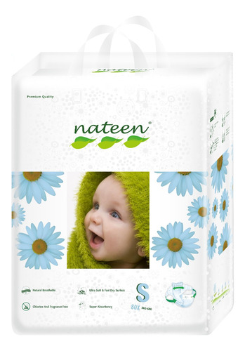 Pañal Bebe Nateen Premium Talla S - 80 Un