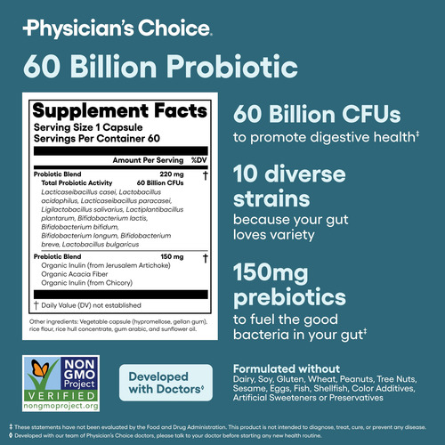 Physician's Choice Probióticos 60b Cfu 10 Cepas Prebióticos