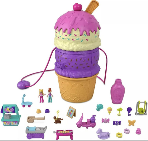 Set Polly Pocket Helado Pastel Sorpresa Maquina Dulces Paris