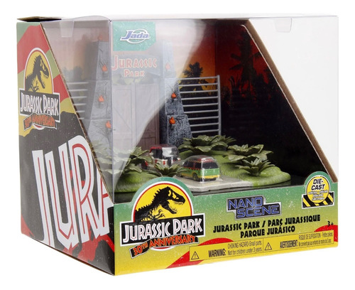 Jurassic Park Die Cast Escena Nano Con Dos Autos 30 Anivers