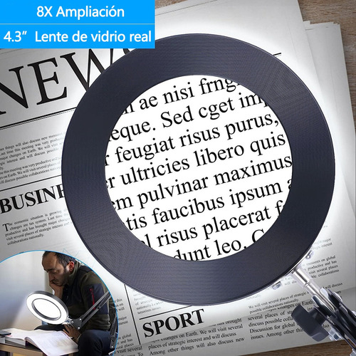 ** Lámpara Led De Escritorio Con Lupa De 8x Con Brazo