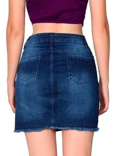 Saia jeans curta cheap desfiada mercado livre