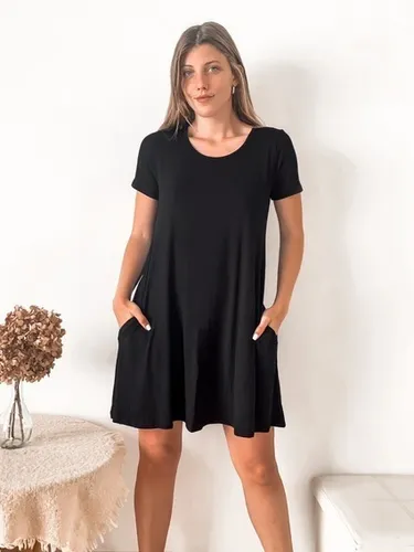 Vestido Corto Modal Con Bolsillos Manga Corta T 2 Al 6 | MercadoLibre