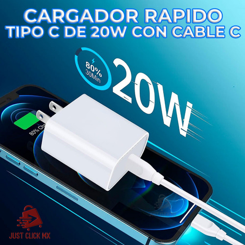 Cargador Carga Rápida 20w Usb C Cable 1m Para Android Apple
