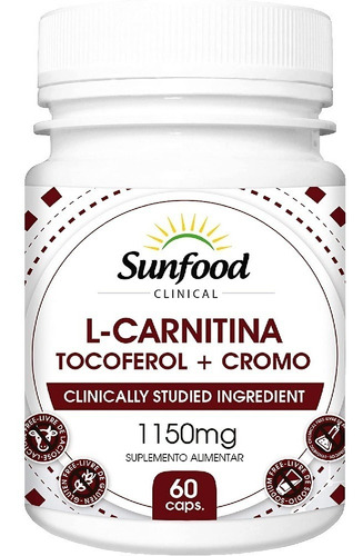 Suplemento em cápsula Sunfood  L CARNITINA l carnitina/minerais/vitaminas/diurético L CARNITINA sabor  without flavor em pote de 80g 60 un