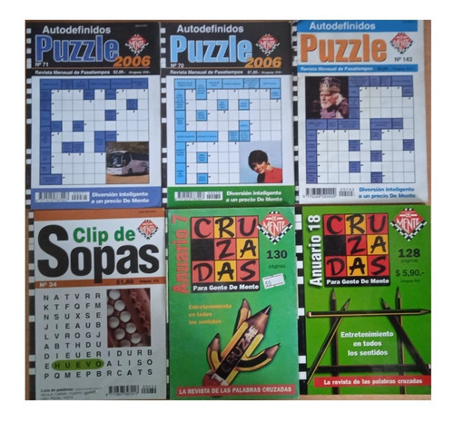 Cruzadas ,sopas Y Puzzle Recivstas Pasatiempos Lote De 6 Uni