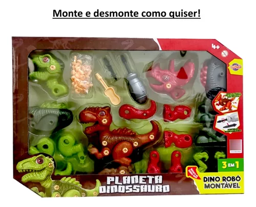 Dinossauro Monta Desmonta Dino Brinquedo Infantil T-Rex Dino Robo De Montar  Com Ferramenta Coleção : : Brinquedos e Jogos