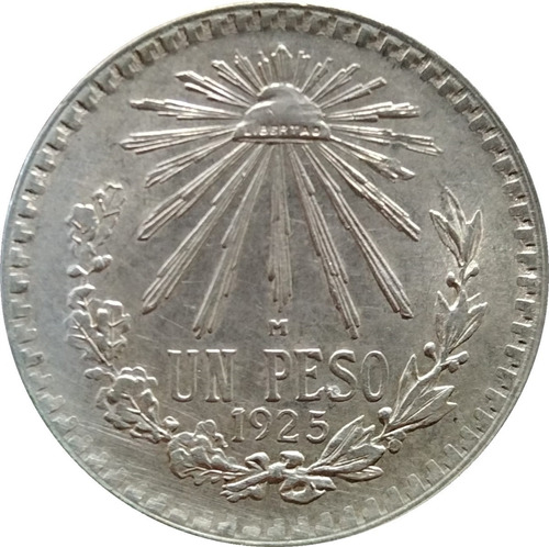1 Peso 1925 Plata 72% Estados Unidos Mexicanos - Escaso