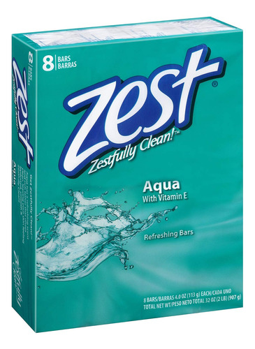 Zest Barras De Bano Jabon 4oz 8ct Aqua 2-pack