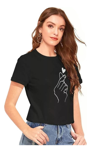 2ps Camiseta De Moda Para Mujer Sudadera Con Corazón De Dedo