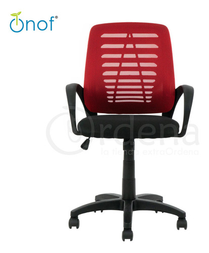 Silla Secretarial Estilo Oficina Ajustable Soporte Lumbar Color Rojo