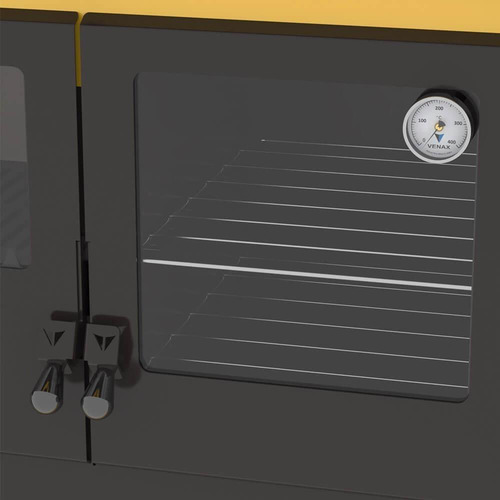 Fogão Lenha Venax N1 Corbusier Dupla Combustão Amarelo Vidro