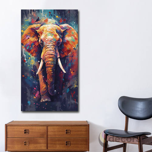 Cuadro Canvas Elefante Colores Elegante Sala Anima71 130x70