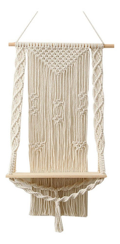 Panel De Cortina Colgante De Pared De Macramé De Madera