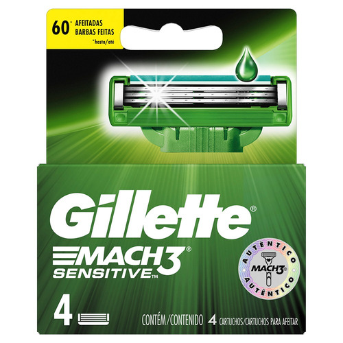 Imagen 1 de 4 de Repuestos para afeitar Gillette Mach3 Sensitive 4 u