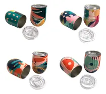 Comprar Set De 4 Vasos Termicos Acero Inoxidable 355ml Con Tapas