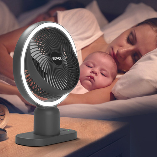 Ventilador De Escritorio Usb En L Con Luz Nocturna, Minivent