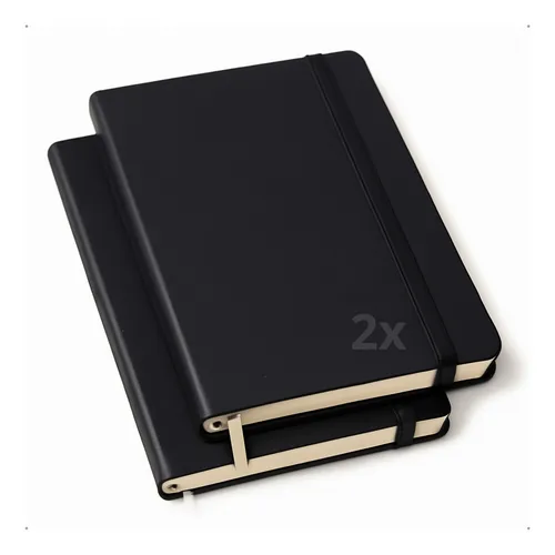 Kit 2 Caderneta Sem Pauta Anotações Tipo Moleskine 80 F