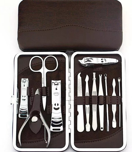 Set Manicura Pedicura 11 Piezas Alicates Tijera Lima Estuche, Mania-electronic