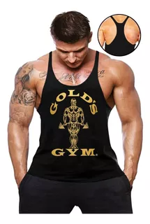 Camiseta Regata Cavada Academia Gold´s Gym Linha Ouro Verde