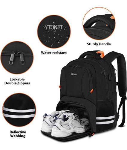 Ytonet Mochila De Gimnasio Con Puerto Usb Y Compartimento Mm